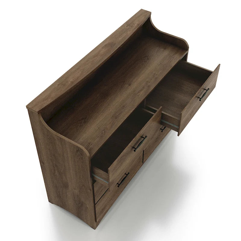 47-Inch 6-Drawer Double Dresser with Two-Tier Top