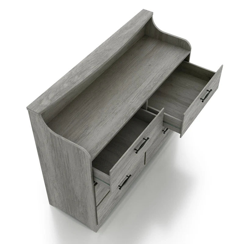 47-Inch 6-Drawer Double Dresser with Two-Tier Top