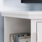56-Inch-weißes Eck-TV-Möbel mit Ablageböden