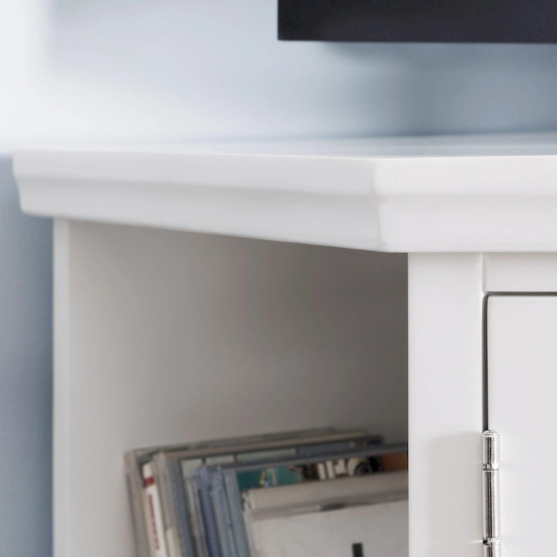 56-Inch-weißes Eck-TV-Möbel mit Ablageböden