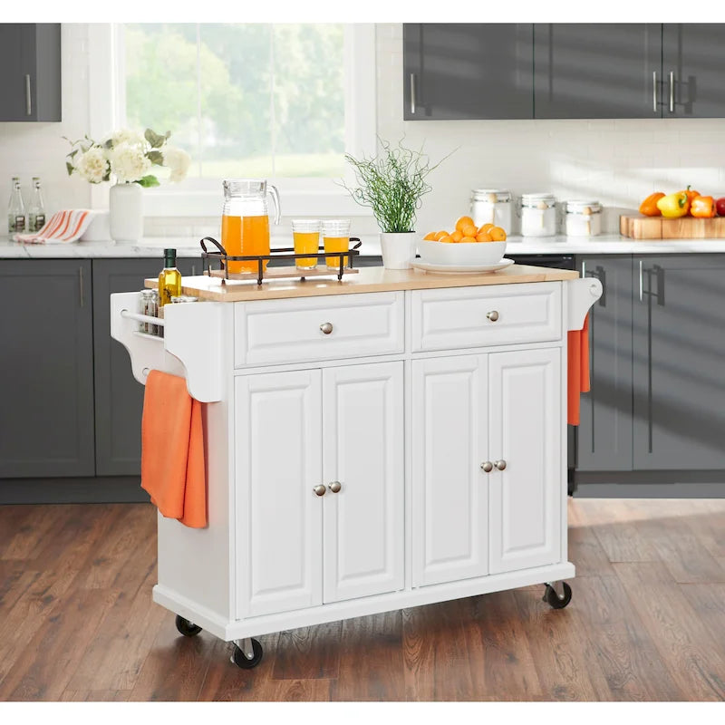 Carrello da cucina con ruote, cassetti e armadietti