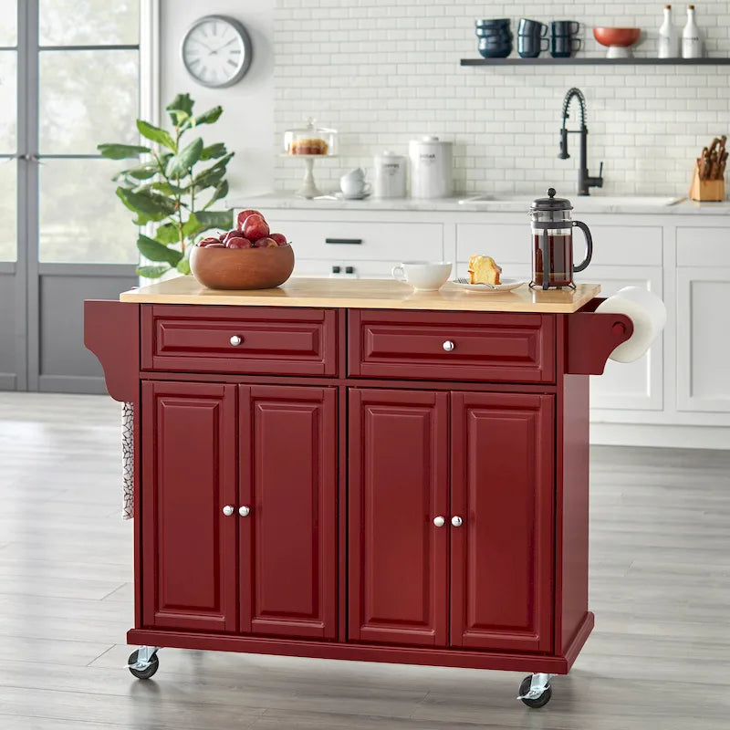 Carrello da cucina con ruote, cassetti e armadietti