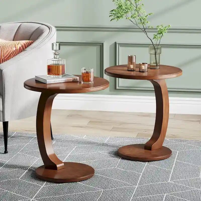 Round C-Shaped Side Table