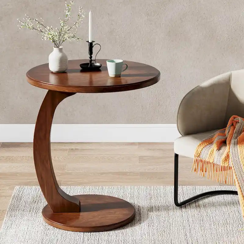 Round C-Shaped Side Table