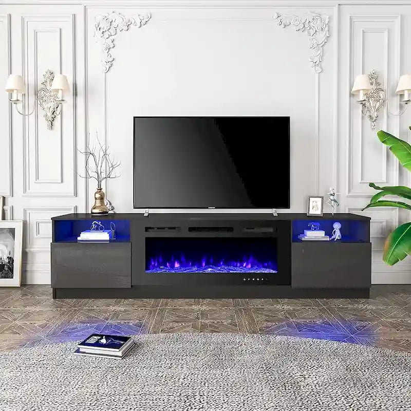 TV Stand with Electric Fireplace and Storage Shelves