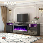 Meuble TV avec foyer électrique et étagères de rangement