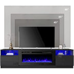 Meuble TV avec foyer électrique et étagères de rangement