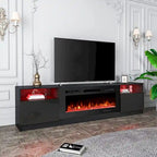 Meuble TV avec foyer électrique et étagères de rangement
