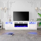 Meuble TV avec foyer électrique et étagères de rangement