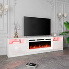 Meuble TV avec foyer électrique et étagères de rangement