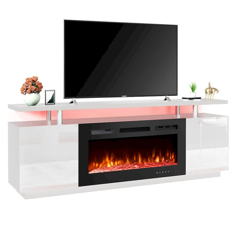 Meuble TV avec foyer électrique et étagères de rangement