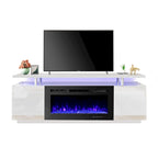 Meuble TV avec foyer électrique et étagères de rangement
