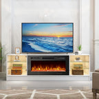 Meuble TV avec foyer électrique et étagères de rangement