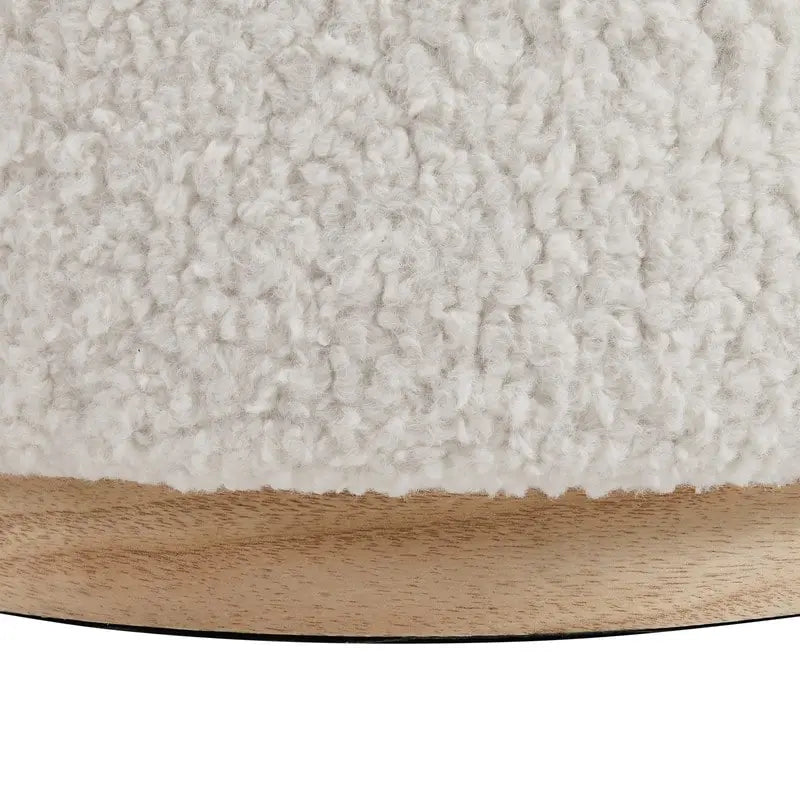 Upholstered Storage Ottoman with Wood Trim