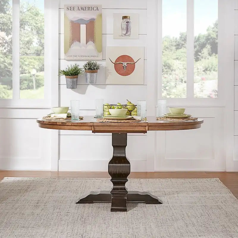 Tavolo da pranzo in legno allungabile con piano effetto rovere