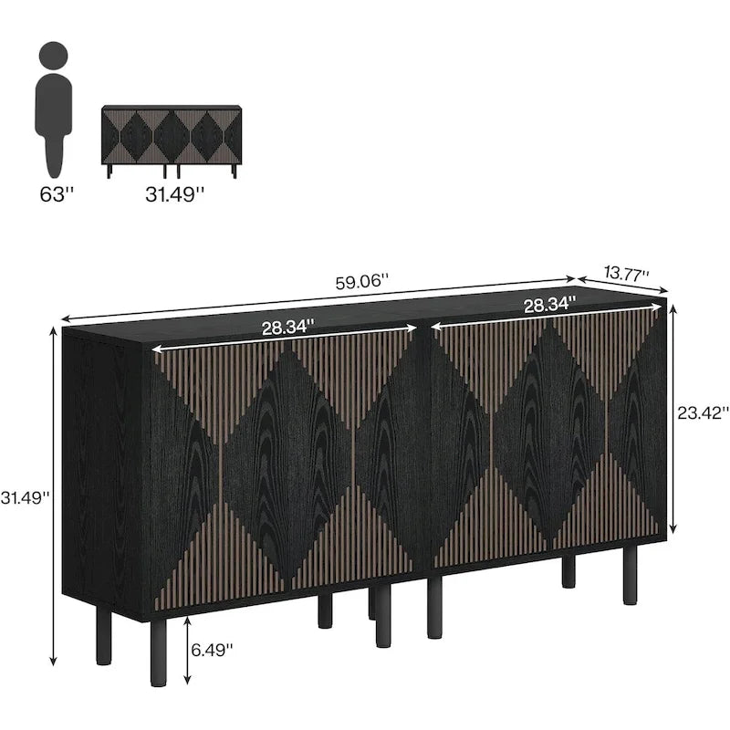 58-Inch Freestanding Sideboard Cabinet with Doors