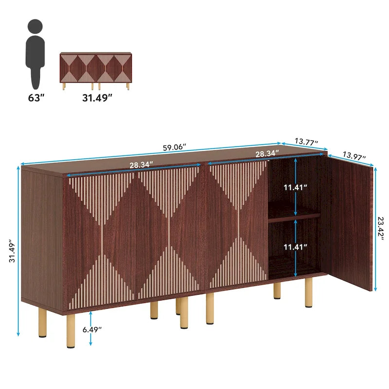 58-Inch Freestanding Sideboard Cabinet with Doors