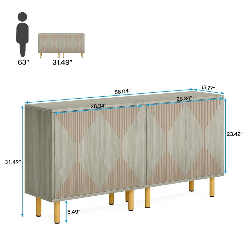 58-Inch Freestanding Sideboard Cabinet with Doors