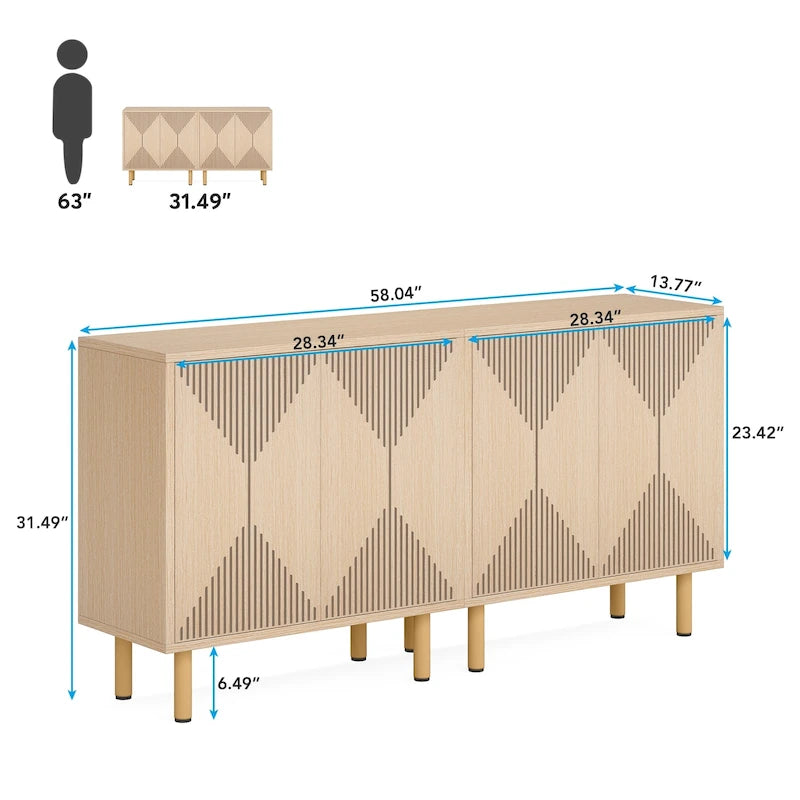 58-Inch Freestanding Sideboard Cabinet with Doors