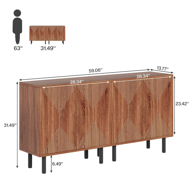 58-Inch Freestanding Sideboard Cabinet with Doors