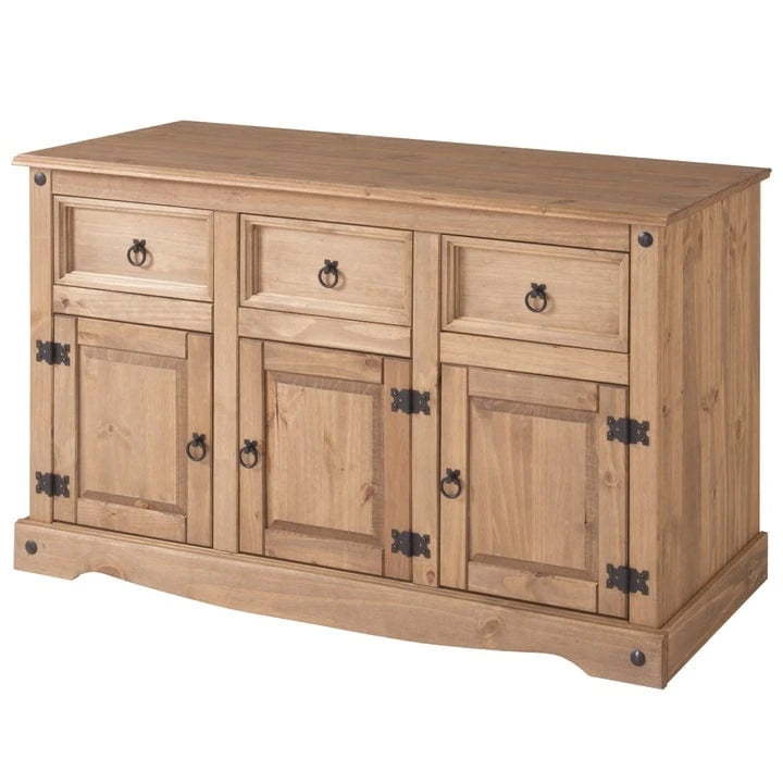 Credenza laterale in legno con ferramenta in metallo