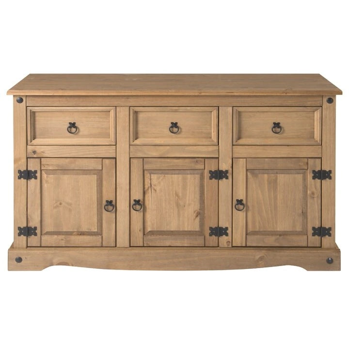 Credenza laterale in legno con ferramenta in metallo