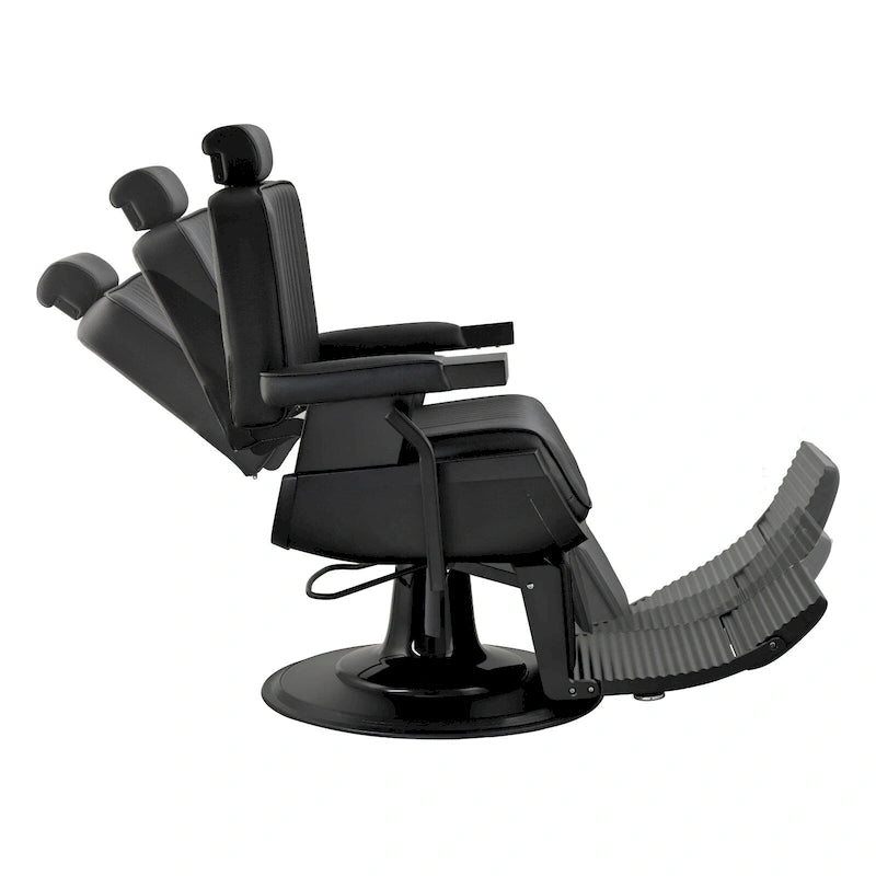 Hydraulischer Friseurstuhl mit Liegefunktion und schwarzem Gestell