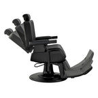 Hydraulischer Friseurstuhl mit Liegefunktion und schwarzem Gestell