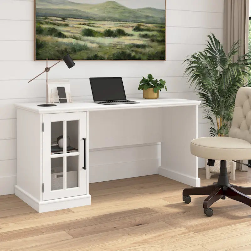 60-Inch Computer Desk with Storage Cabinet