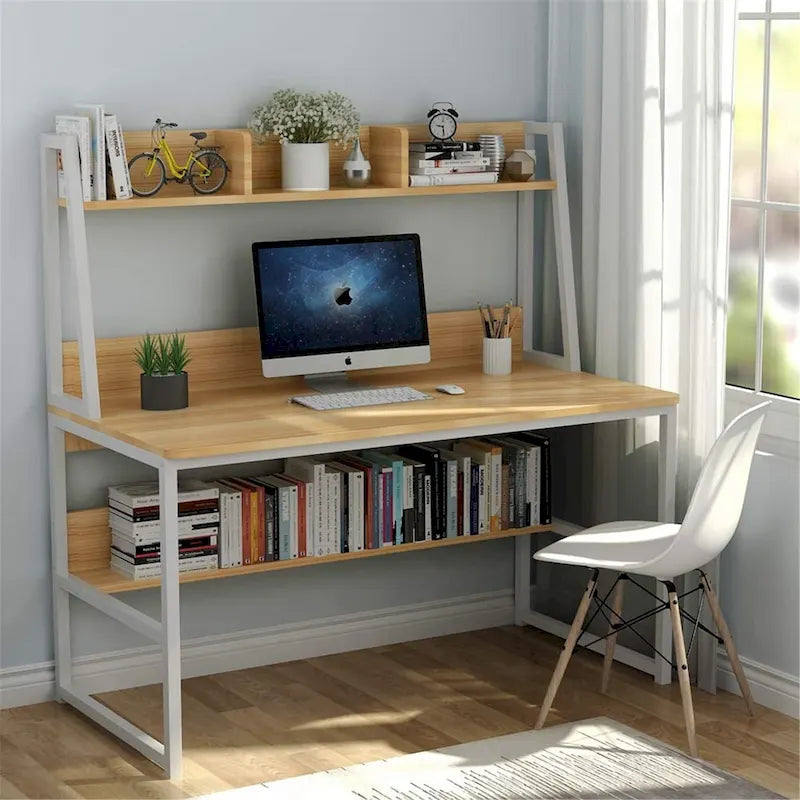 Biurko komputerowe o szerokości 47 cali z nadstawką i półką na książki
