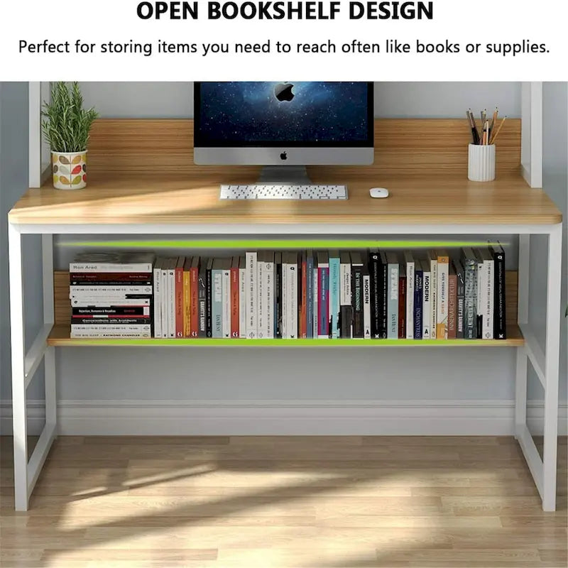 47-Inch Computer Desk with Hutch and Bookshelf