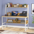47-Inch Computer Desk with Hutch and Bookshelf
