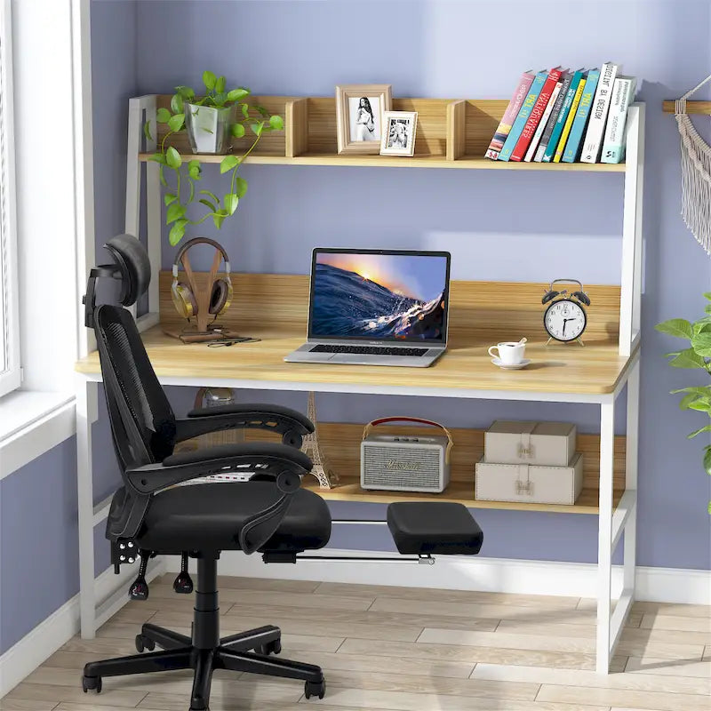 47-Inch Computer Desk with Hutch and Bookshelf
