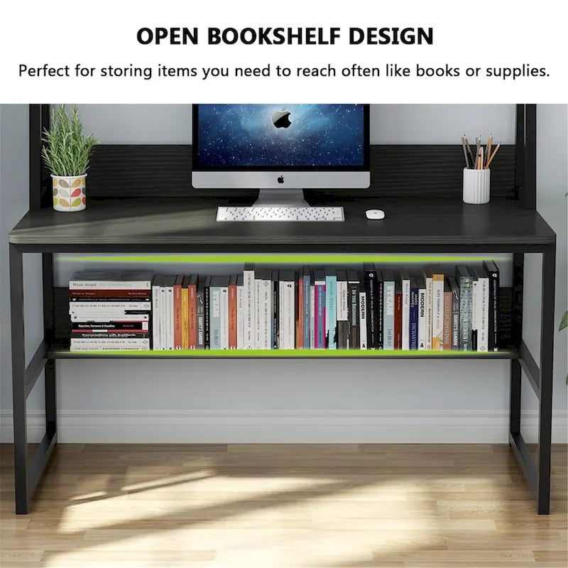 47-Inch Computer Desk with Hutch and Bookshelf