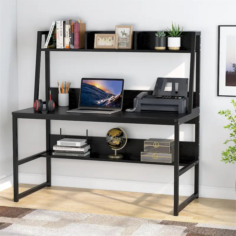 47-Inch Computer Desk with Hutch and Bookshelf