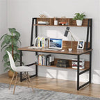 47-Inch Computer Desk with Hutch and Bookshelf