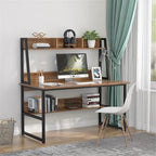 47-Inch Computer Desk with Hutch and Bookshelf