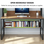 47-Inch Computer Desk with Hutch and Bookshelf