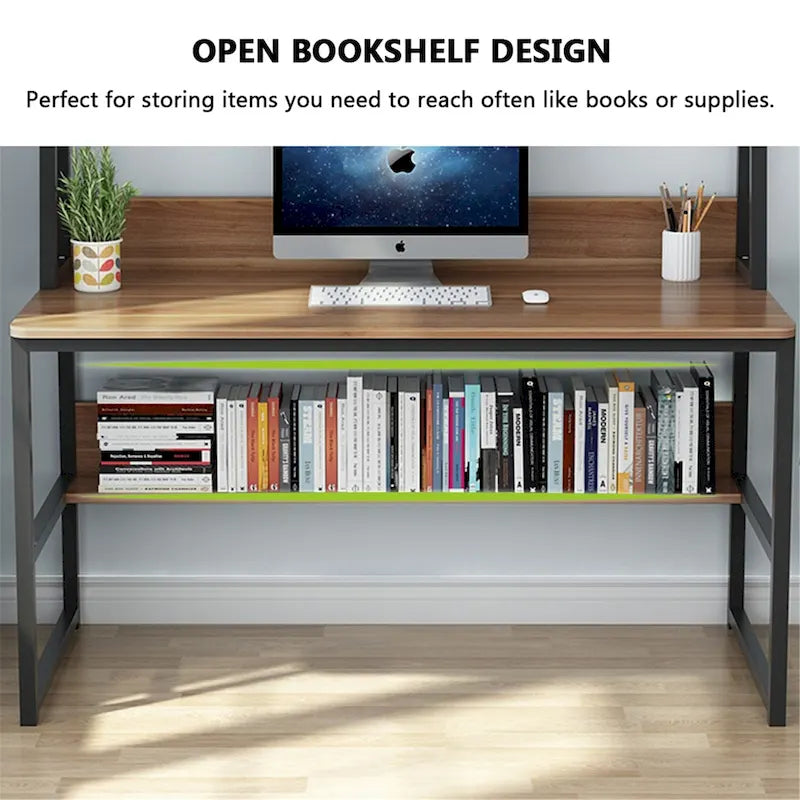 47-Inch Computer Desk with Hutch and Bookshelf