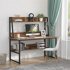 47-Inch Computer Desk with Hutch and Bookshelf