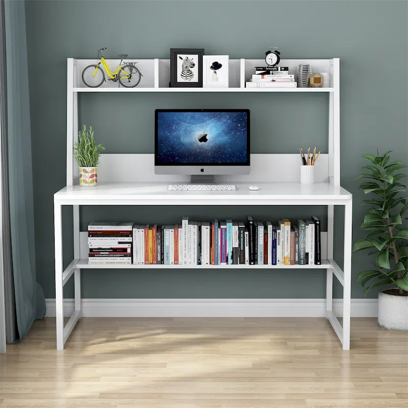 47-Inch Computer Desk with Hutch and Bookshelf