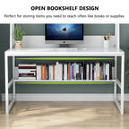47-Inch Computer Desk with Hutch and Bookshelf