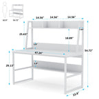 47-Inch Computer Desk with Hutch and Bookshelf