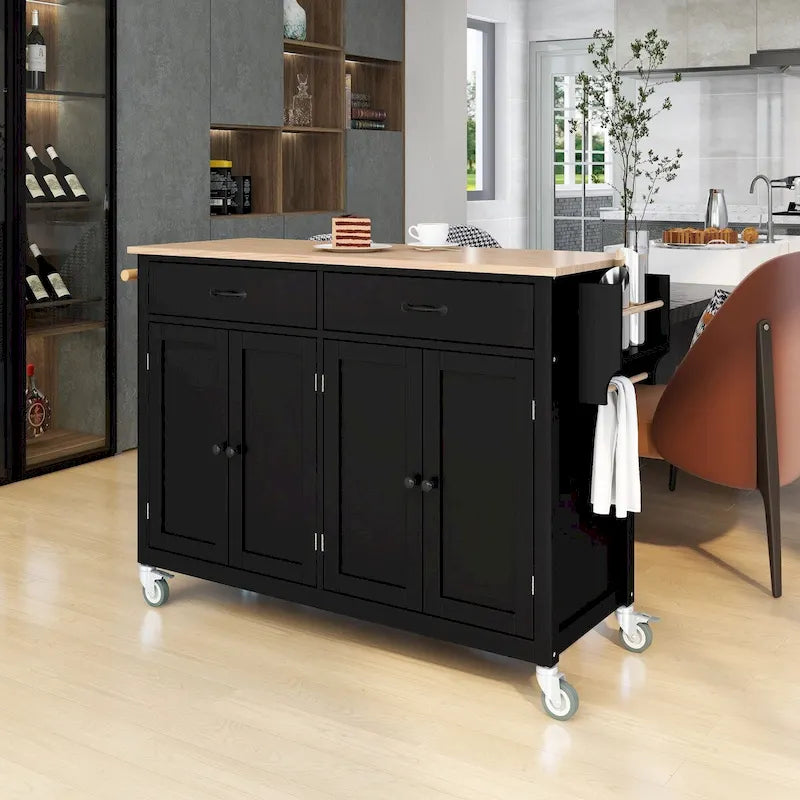 Carrello a isola da cucina con cassetti e armadietti