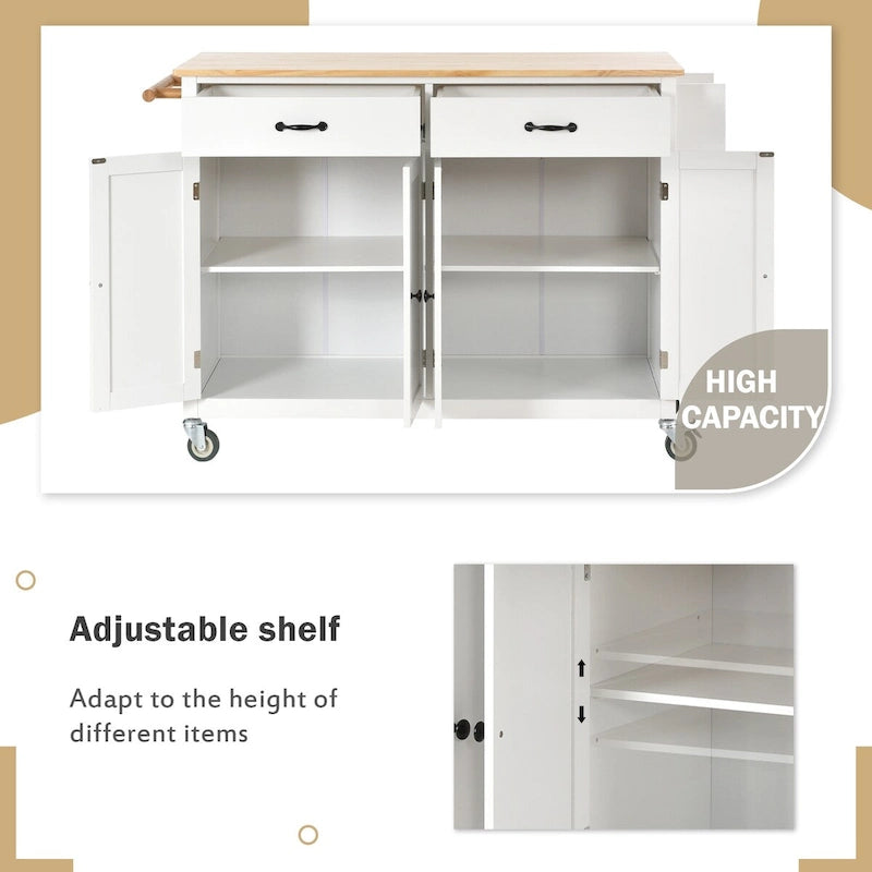 Carrello a isola da cucina con cassetti e armadietti