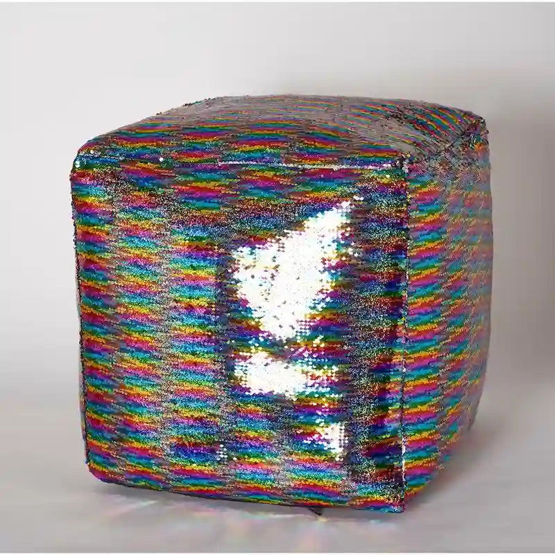 Reversible Sequin Cube Pouf