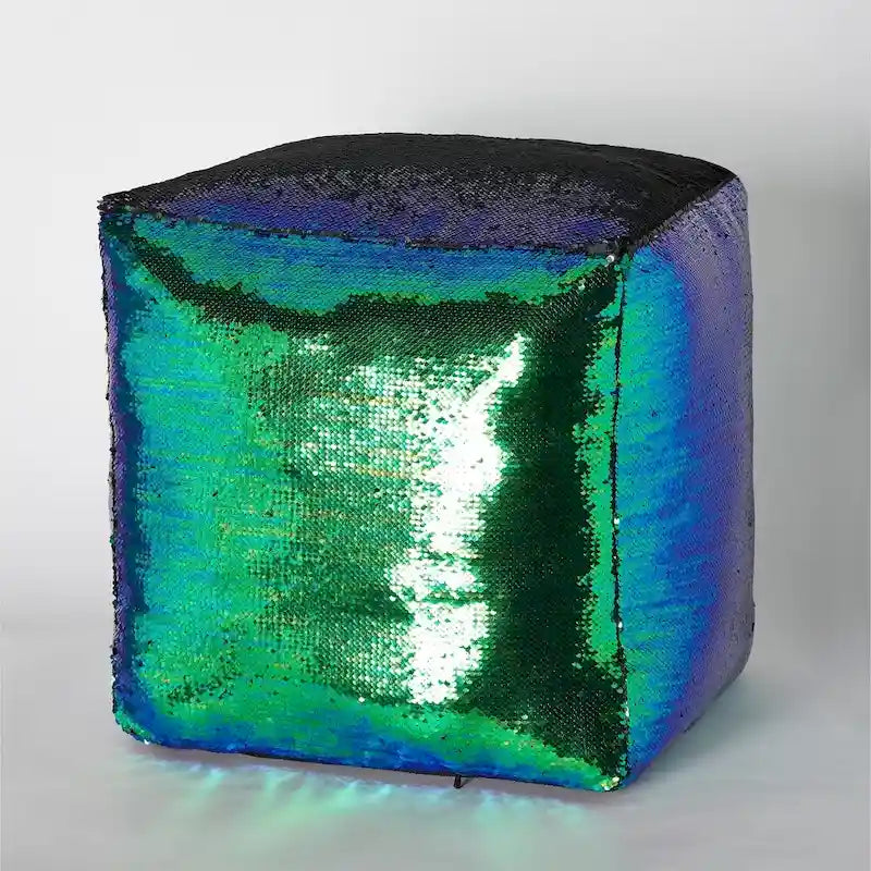 Reversible Sequin Cube Pouf