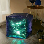 Reversible Sequin Cube Pouf