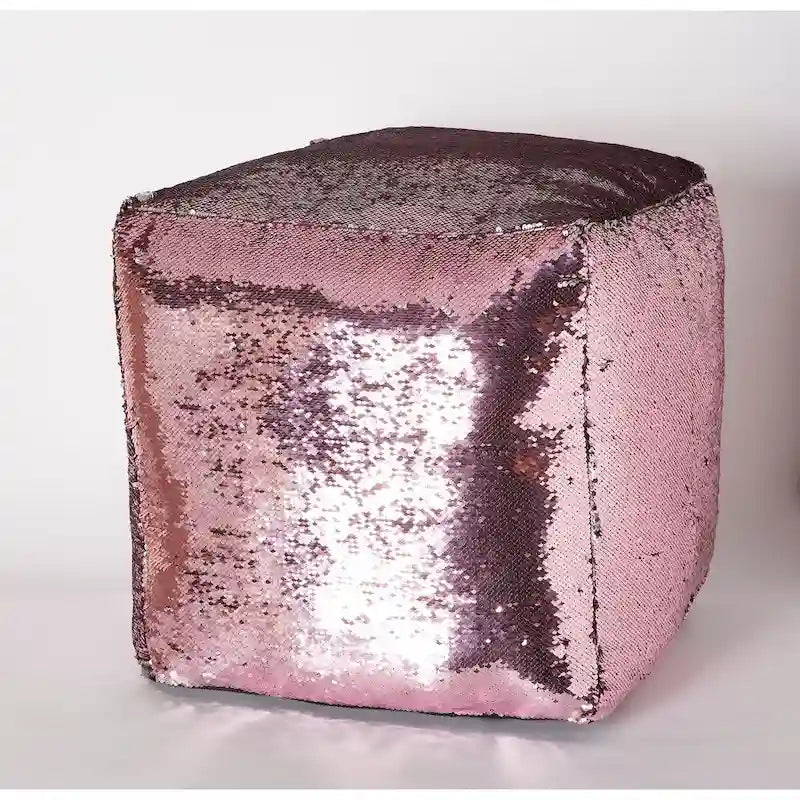 Reversible Sequin Cube Pouf