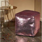 Reversible Sequin Cube Pouf